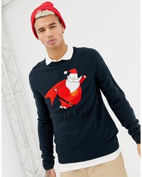 Jack & Jones Originals Knitted Christmas Jumper With Super Fly Santa