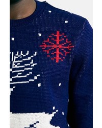 Topman Reindeer Christmas Intarsia Knit Sweater