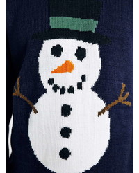Topman Navy Snowman Crew Neck Christmas Sweater