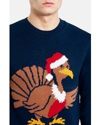 Topman Turkey Christmas Intarsia Knit Sweater