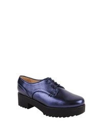Navy Chunky Leather Oxford Shoes