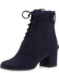 Navy Chunky Suede Ankle Boots