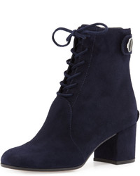 Gianvito Rossi Finlay Mid Suede Lace Up Bootie Denim