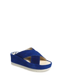 Navy Chunky Suede Flat Sandals