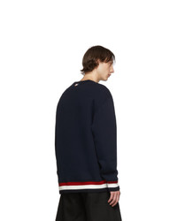 Thom Browne Navy Chunky Pullover Loopback Sweatshirt