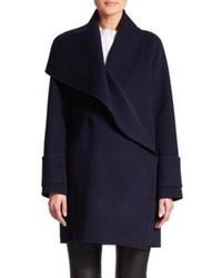 Vince Asymmetric Drape Neck Wool Coat