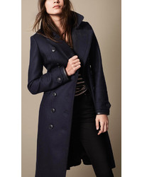 Burberry Brit Wool Blend Military Pea Coat With Warmer