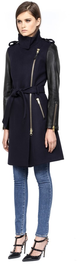 leather sleeve winter coat