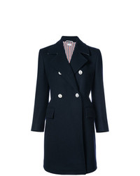 Thom Browne Double Breasted Chesterfield Overcoat In Navy Heavy Merino Melton