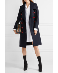 Burberry Double Breasted Wool Coat Midnight Blue