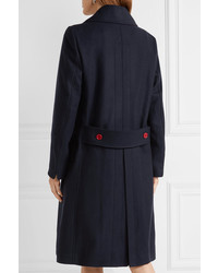 Burberry Double Breasted Wool Coat Midnight Blue