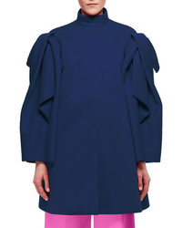 DELPOZO Draped Sleeve Single Breasted Coat Blue