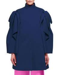 DELPOZO Draped Sleeve Single Breasted Coat Blue