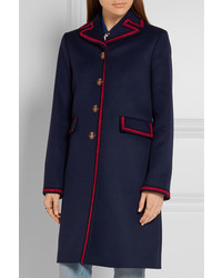 Gucci Embroidered Wool Coat Navy
