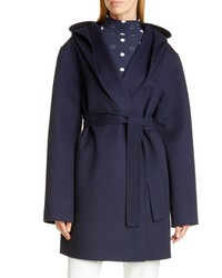St. John Collection Hooded Wool Cashmere Double Face Coat