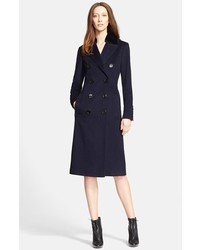 Burberry London Newford Double Breasted Cashmere Coat With Genuine Rabbit Fur Collar