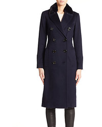 Burberry London Newford Fur Collar Cashmere Coat