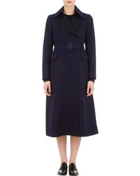 Sacai Luck Pleat Back Belted Trench Coat Blue