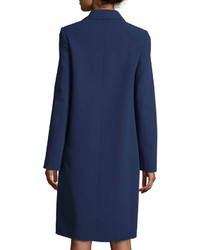 Michael Kors Michl Kors Collection Long Sleeve Button Front Reefer Coat Indigo