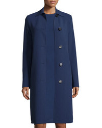 Michael Kors Michl Kors Collection Long Sleeve Button Front Reefer Coat Indigo
