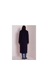 Missguided Oversized Wool Coat Navy Blue