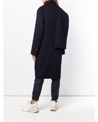 JW Anderson Navy Double Face Wool Scarf Coat