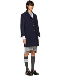 Thom Browne Navy Unlined Button Back Coat