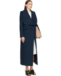 Chloé Navy Wool Crpe Long Double Breasted Coat