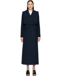 Chloé Navy Wool Crpe Long Double Breasted Coat