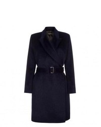 Paul Smith Navy Wool Mohair Belted Coat
