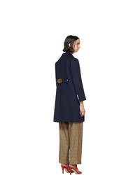 Gucci Navy Wool Single Breasted Coat