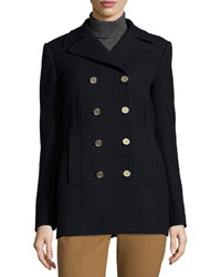 Theory Overby Belmore Fox Collar Double Breasted Coat