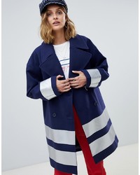 ASOS DESIGN Oversized Coat With Silver Strip