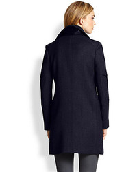 Belstaff Paxford Leather Accent Wool Coat