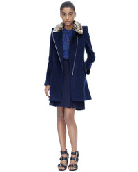 Rebecca Taylor Leopard Collar Wool Coat