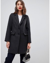 Warehouse Single Breasted Coat In Charcoal