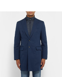 Hugo Boss Slim Fit Cotton Blend Twill Coat With Detachable Shell Underlay