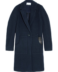 Alexander Wang T By Leather Trimmed Boiled Wool Coat