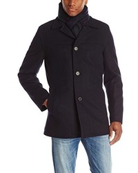 Tommy Hilfiger Wool Melton Walking Coat With Detachable Scarf