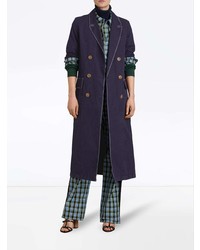 Burberry Topstitched Cotton Linen Double Breasted Coat