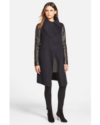 Mackage Wool Blend Coat With Leather Sleeves