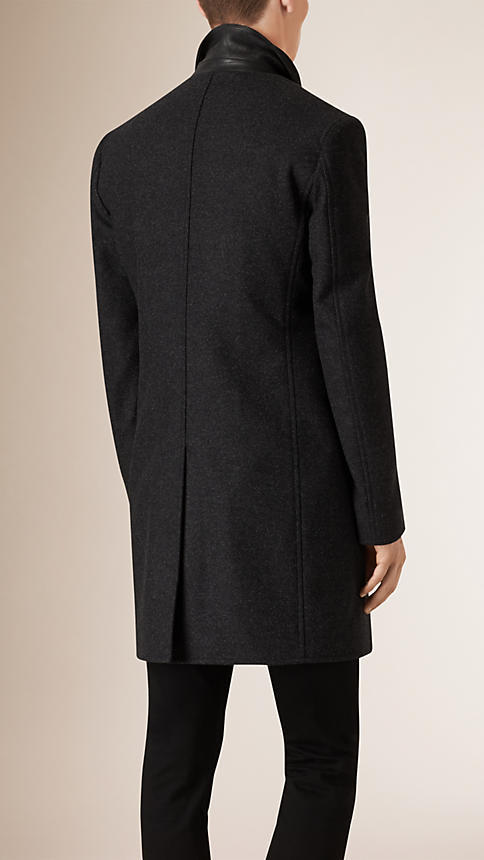 burberry wool cashmere melton coat with warmer