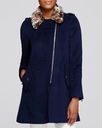 Rebecca Taylor Wool Coat With Faux Fur Leo Collar