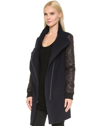 Tess Giberson Wool Coat With Quilted Sleeves