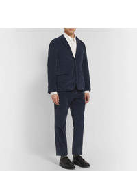 Thom Browne Navy Slim Fit Unstructured Gart Dyed Cotton Corduroy Suit Jacket