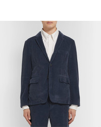 Thom Browne Navy Slim Fit Unstructured Gart Dyed Cotton Corduroy Suit Jacket