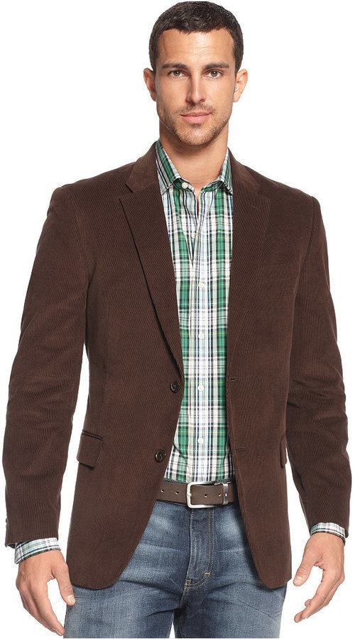 Tommy Hilfiger Solid Trim Fit Corduroy Sport Coat With Elbow Patches ...