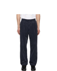 Blue Blue Japan Navy Corduroy One Tuck Baggy Trousers