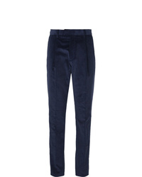 Caruso Indigo Slim Fit Tapered Cotton Blend Corduroy Suit Trousers