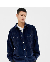 Noak Chunky Cord Shirt In Navy With Long Sleeves